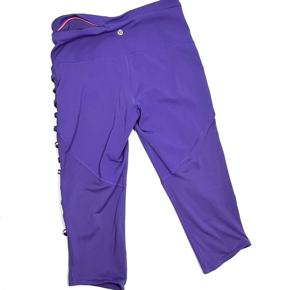 Lululemon Womans Leggings Purple Orange Workout Capris US 6 - Picture 5 of 8